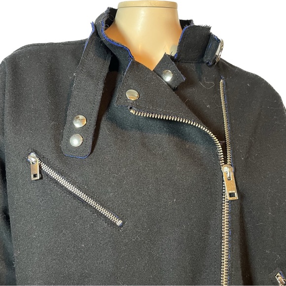 NWOT Diesel Moto Jacket in Black Wool with blue lining - Picture 12 of 16